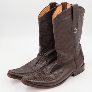 Los Altos Western Boots Mens 11 Brown Genuine Crocodile Snip Toe Whipstitch